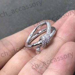 luxury womens designer ring Pure Silver Correct Sign rings classic Tiffanyjewelry Ring High Quality knot decoration Jewellery 874