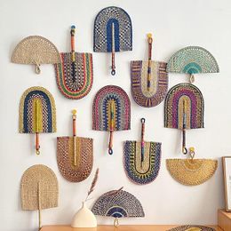 Decorative Figurines Scandinavian Hand-woven Fan-shaped Wall Hanging Home Decor Living Room Entryway Background Accessories