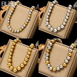 Pendant Necklaces EILIECK 316L stainless steel fashionable beaded necklace suitable for womens 2024 new solid waterproof jewelry gift Q240430