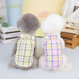 Dog Apparel Pet Clothes Clothing Korean Version Of Teddy Skirt Small Cotton Plaid Suspenders