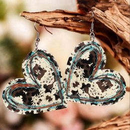 Dangle Earrings Fashion Originality Valentine's Day Love Leather Creative Heart-shaped Double-sided Leopard Print Women Jewellery