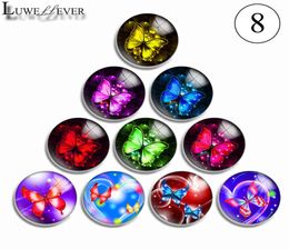 10mm 12mm 14mm 16mm 20mm 25mm 30mm 5128 Butterfly Flower Round Glass Cabochon Jewelry Finding Fit 18mm Snap Button Charm Bracelet 7394127