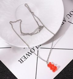 VA23 Handmade 8 Colours Cute Judy Cartoon Bear Chain Necklaces Candy Colour Pendant For WomenGirl Daily Jewellery Party Gifts5374268