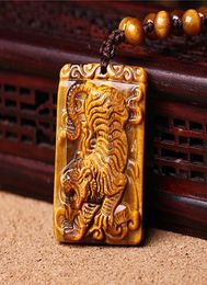 drop tigers eye stone pendant hand carved tigers necklace with chain lucky amulet fine Jewellery for men women gift7929472