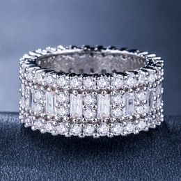 Victoria Wieck New Arrival Luxury Jewellery Circle Rings 925 Sterling Silver Princess Topaz CZ Diamond Eternity Wedding Band Ring for Wom 246H
