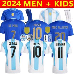 Breathable Argentina 3 Star National Team XXXL 4XL Plus Size Soccer Jersey Fans MESSIS DYBALA DI MARIA MARTINEZ DE PAUL MARADONA Men Kids Kits 2024 Copa America