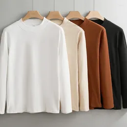 Men's Hoodies Double Sided Round Neck Bottom Shirt For Long Sleeved T-shirt Solid Colour Collar Sweater