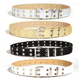 Belts Punk Style Star Double-Breasted Belt Waist Strap Hollow Out Pu Leather Jeans Decorative Fashion Waistband