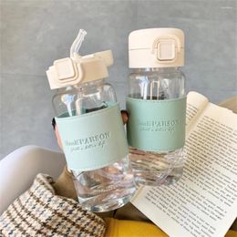 Water Bottles Creative Bottle With Straw Portable Cute Plastic Drinking Leak-proof Drinkware For Milk Coffee Tea