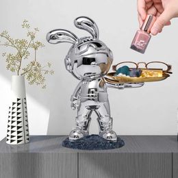 Decorative Objects Figurines Rabbit Statue Tray Resin Decorative Crafts Living Room Storage Tray Home Decorations Sculpture Ornaments Statues for Decoration T24