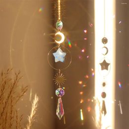 Decorative Figurines Natural Star Original Stone Crystal Sun Catcher Windchime Moon Wind Chime Pendant Light Gathering Ornaments Hanging