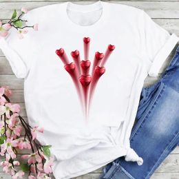 Women's T Shirts Fashion Female Clothes Tshirts Print Tops Women Summer Cartoon Graphic T-Shirt 90s Trend Cute 2024 Style Short Sleeve Tees