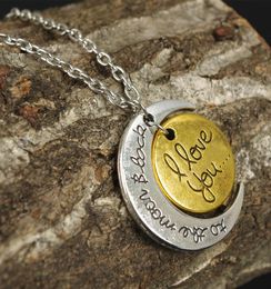 Fashion popular designer Letter I LOVE YOU lovely romantic moon circular pendant necklace for women girls5748605