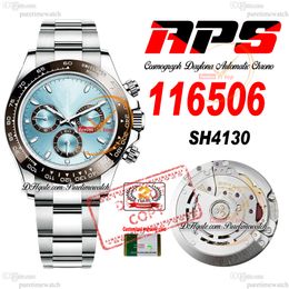 SALE 11650 SH4130 Automatic Chronograph Mens Watch APSF Brown Ceramic Bezel ICE Blue Stick Dial 904L Steel Bracelet 72H Power Reserv Super Edition Puretime PTRX