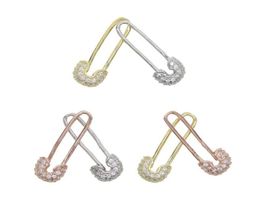 Stud 2021 Fashion 925 Sterling Silver Delicate Cz Elegant Women Jewellery Unique Designer Paperclip Safety Pin Earring1736651