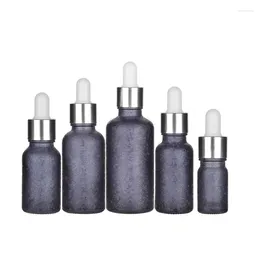 Storage Bottles Cracked Ice Pattern Glass Refill Bottle Silver Ring White Top 5ml 10ml 20ml 30ml 50ml 100ml Empty Essential Oil Vials 15pcs