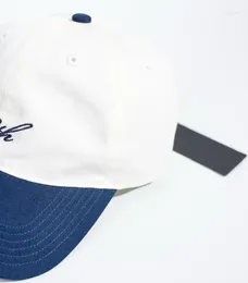 Berets Letter Logo Embroidered Blue And White Colour Block Baseball Cap For Men Women Soft Top Duckbill Adjustable