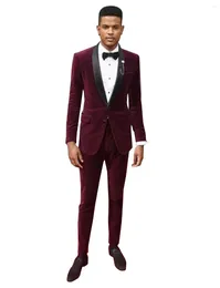 Men's Suits Suit Velvet Shawl Lapel Two Button Pieces Set
