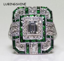 Vintage Square Crystal Big Midi Finger Ring for Women Girls Wide Green Stone Zircon Knuckle Rings Wedding Party Jewelry Gift2349614