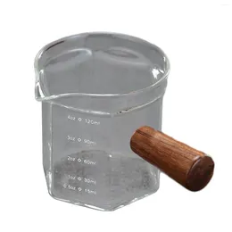 Wine Glasses Glass Measuring Cup Wood Handle Espresso Single Milk Coffee Clear Jug Supplies Kitchen Measure Mug