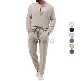 Men's Tracksuits streetwear Autumn New Product Men's Solid Colour Casual T-shirt Long sleeved Shirt Long Pants Set Trendy Fashion set