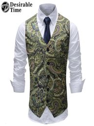 2019 Paisley Vest Men Fashion Flower Print Dress For Men Waistcoat Mens Wedding Vests Big Size M5XL9068464