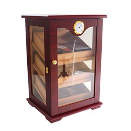 Cigar Cabinet Vertical Spanish Cedar Wood Three Layer Clear Cigar Humidor With Lock