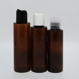 Storage Bottles 50pcs 100ml 120ml 150ml Empty Brown Plastic With Disc Top Cap For Shampoo Shower Gel Cosmetic Packaging