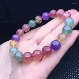 Link Bracelets Natural Coloured Strawberry Quartz Bracelet Women Fashion Red Crystal Clear Round Beads Lovers Strand Bangles Jewellery 8/10MM