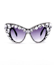 Fashion new Cat Eye Diamond Sunglasses Women Designer Colourful Rhinestones Sunglasses Retro Eyewear Shades UV4007510547