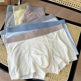 Underpants Summer Thin Ice Silk Soft Boxers Men Underwear Adult Plus Size Simple Pure Colour 7A Antibacterial NS8222