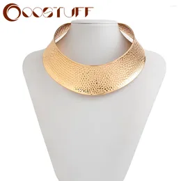 Pendant Necklaces Exaggerated Chunky Metal Cuff Chokers Necklace For Women Punk Collares Gold Colour Silver Statement Jewellery Goth Accessory