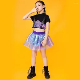 Stage Wear Children Costume Jazz Women Girls Sequin Hip-hop Dance Kids Competitions Performance Clothing