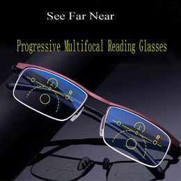 Fashion Accessories Sunglasses Progressive Reading Glasses Multifocal Anti Blue Ray Glass Glasses Half Frame Metal Alloy Men Women 1 5 243m
