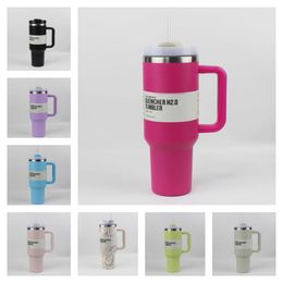 40oz Mug Tumbler With Handle Insulated Tumblers Lids Straw Stainless Steel Coffee Termos Cup ready to ship Vacuum Insulated Water Bottles