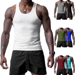 Men's Tank Tops Summer Explosive Top Solid Color Wide Shoulder Foundation Classic Sleeveless Basketball Sports Fitness Vest