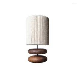 Table Lamps Japanese Wabi-Sabi Solid Wood Desk Lamp Creative Walnut Colour Living Room Study Bedroom Bedside Atmosphere