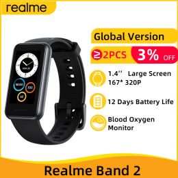 Wristbands Global Version realme Band 2 1.4'' Screen Blood Oxygen Hear Rate Monitoring 12 Days Battery Life Smart Band 90 Sports Modes