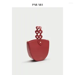 Shoulder Bags Love Handbag Red Messenger Bag Leather Cowhide Female 2024 Brand Fashion High-quality Creative Design