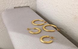 Hoop Huggie Ins Stainless Steel C Shape Chunky Thick Hollow Gold Earrings Fashion Women Jewelry6916467