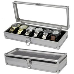 VANSIHO Promotion Multiple Grids Aluminum Watch Case Display Storage Box 6/10/12/24 Slots Wristwatch Organizer Gift Box For Men 240416