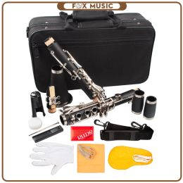Instruments Black ABS Clarinet Bb Cupronickel Plated Nickel 17 Key with Cleaning Cloth Gloves Screwdriver Woodwind Instrument