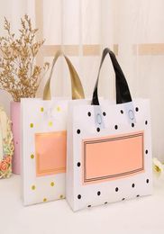 Thick Large Plastic Bags 27x27cm White Round Dots Pink Shopping Jewellery Packaging Bags Plastic Gift Bag With Handle7137710