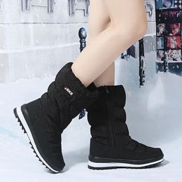 Boots Thick Sole Waterproof Snow Woman Non Slip Long Plush Winter For Women 2024 Thicken Warm Cotton Padded Shoes