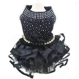 Dog Apparel Pet Bling Black Clothes Girl Party Dress For Cat Tutu Skirt Wedding Outfits Sexy Puppy Dresses