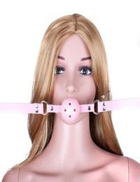 Pink Breathable Open Mouth Ball Gag PU Leather BDSM Bondage Toys in Adult Games Flirting Sex Products Erotic Toys for Couples4485316