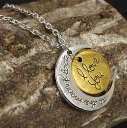 Fashion popular designer Letter I LOVE YOU lovely romantic moon circular pendant necklace for women girls7168857