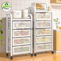 Kitchen Storage Fruit Basket For Vegetable Stand Rack With Rolling Wheels Stackable Potato Onion Bin Pantry