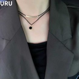 Pendant Necklaces Modern Necklace Gifts 2024 New Design Metal Tube Black Necklace Womens Jewellery Gifts Q240430