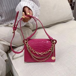Shoulder Bags Crocodile Pattern Square Chain Bag 2024 Fashion High Quality Soft Pu Leather Women's Designer Handbag Messenger